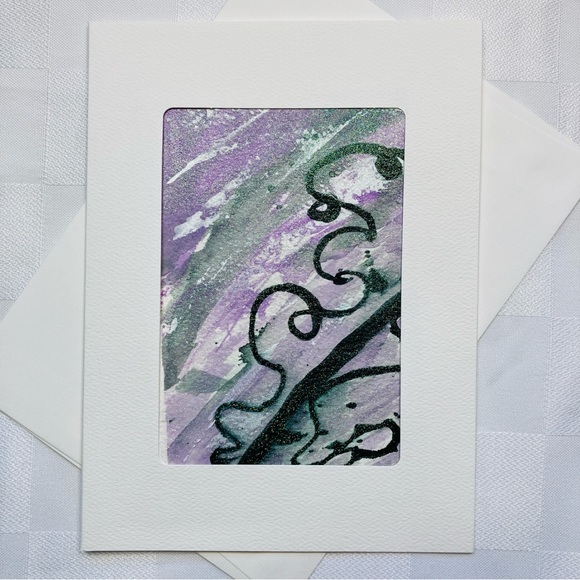 Hand Painted Frameable Abstract Watercolor Blank Greeting Cards Set of 7 - Picture 7 of 10